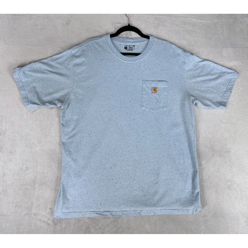 Carhartt Loose Fit T Shirt Men's XL Crew Neck Pocket Light Blue Workwear Logo